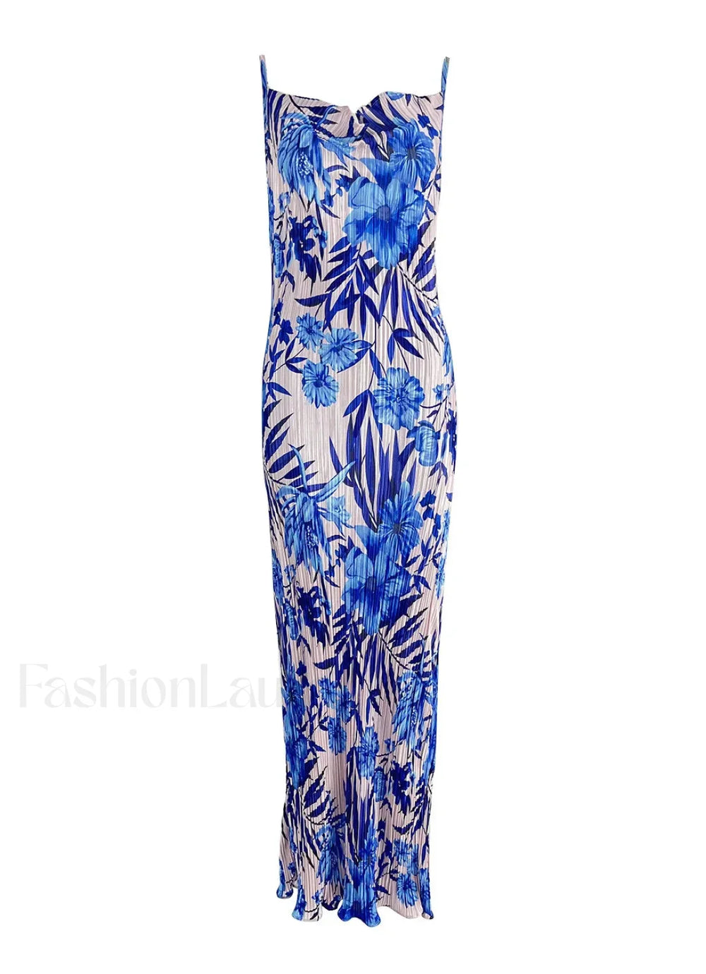 Summer Elegant Sexy Spaghetti Striped Sleeveless Party Maxi Dress Blue / S