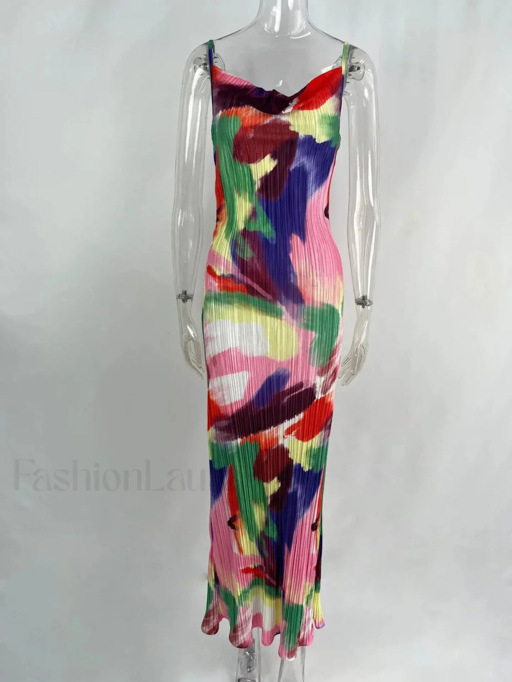 Summer Elegant Sexy Spaghetti Striped Sleeveless Party Maxi Dress multicolor / S