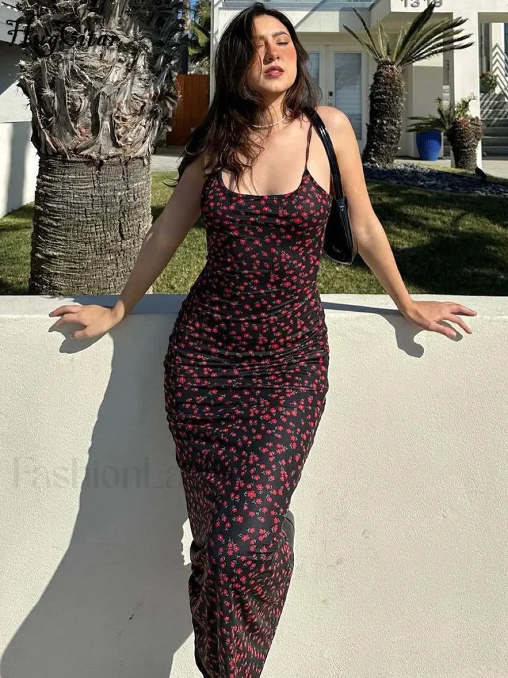 Summer Floral Print Backless Floral Dress