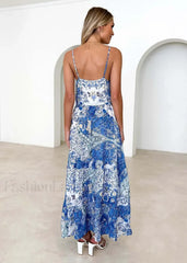 Summer Long for Women New Fashion Sling Backless Vestido Maxi Dress