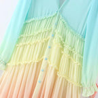 JuliaFashion - 2024 Summer Rainbow High Low Maxi Dress