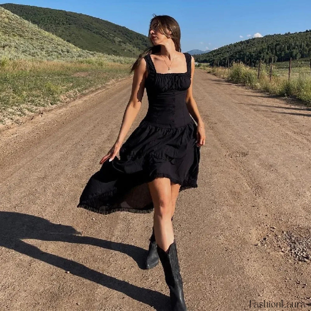 Summer White Beach Vintage Long New Holiday Women Button Fashion Pure Pleated Elegant Maxi Dress