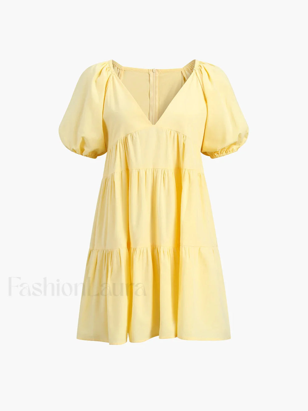 Sunshine Zippered Plunge Trendy Skater Short Dress Dresses