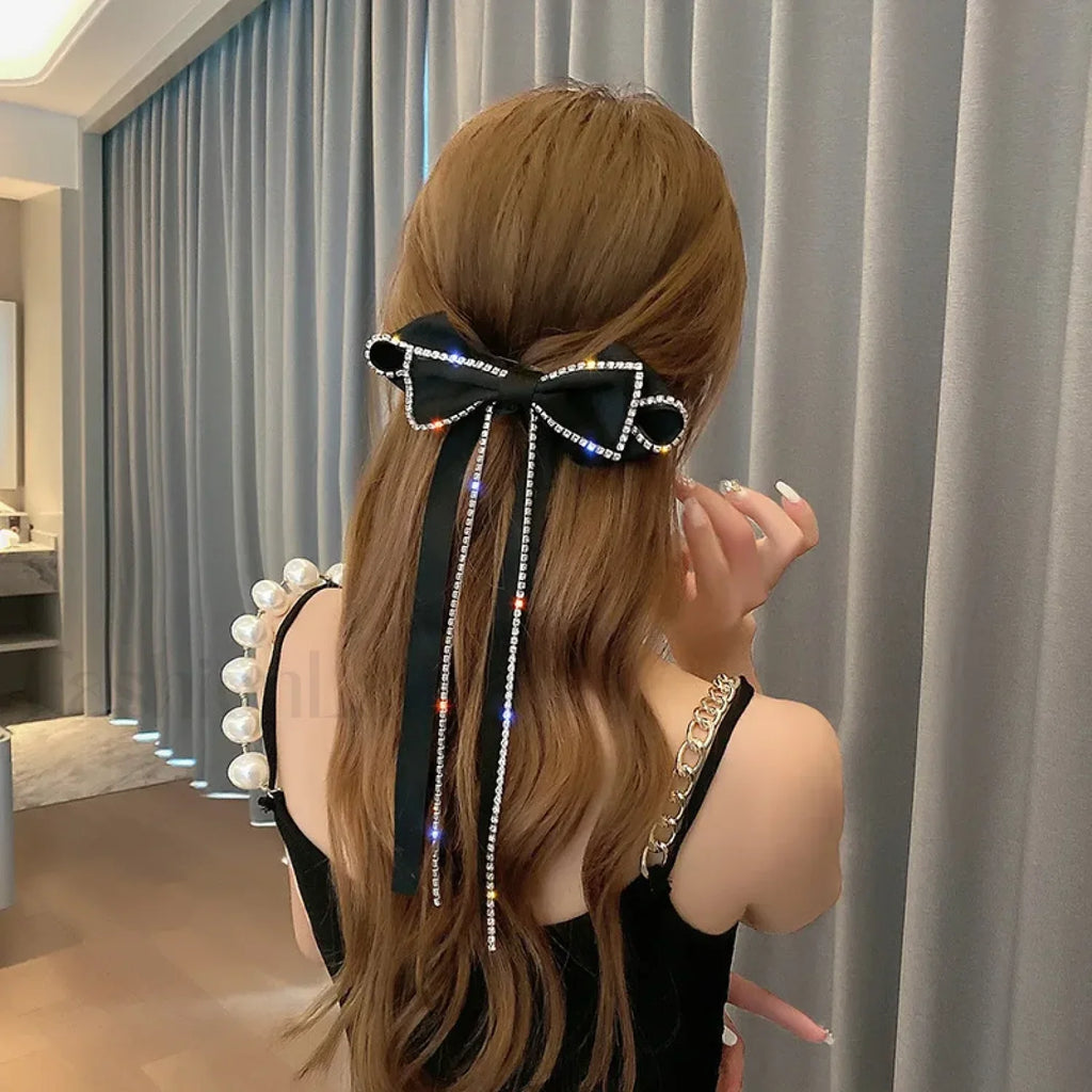Super Fairy Rhinestone Fringe Black Korean Christmas Hair Accessory