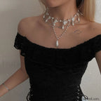 Sweet Cool Hollow Zircon Water Drop Necklace SILVER