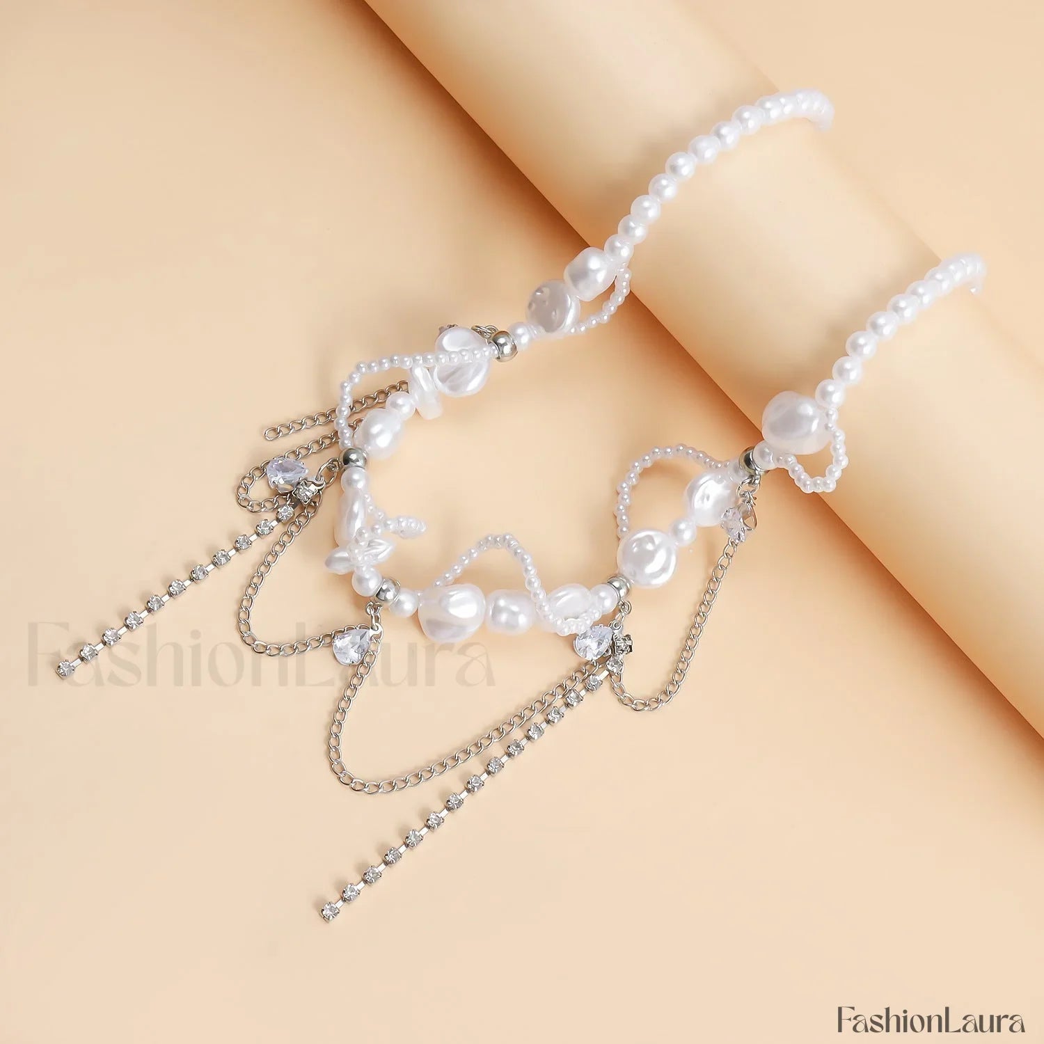 Sweet Irregular Faux Pearl Necklace STEEL