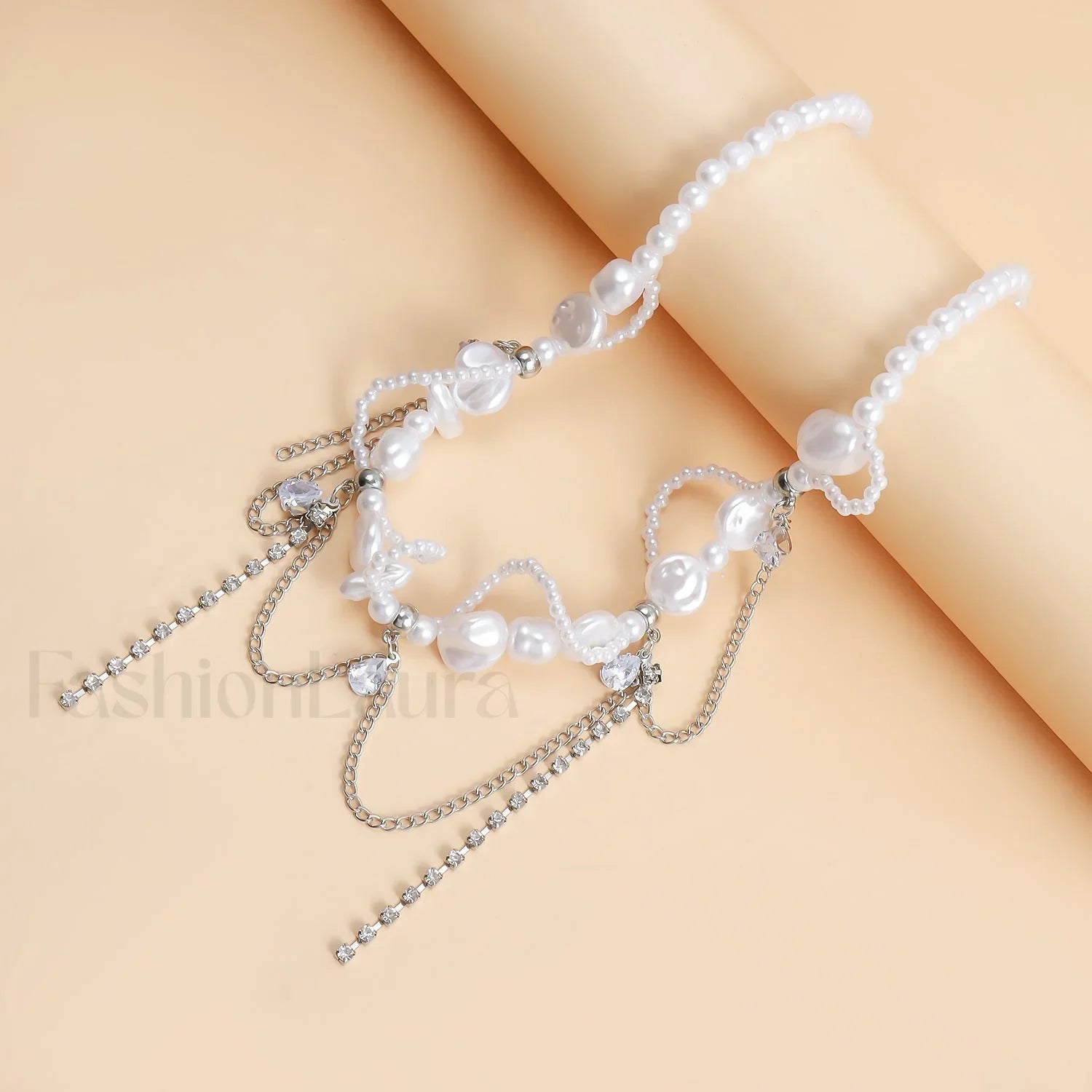 Sweet Irregular Faux Pearl Necklace STEEL