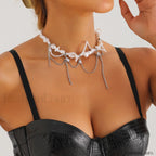 Sweet Irregular Faux Pearl Necklace STEEL