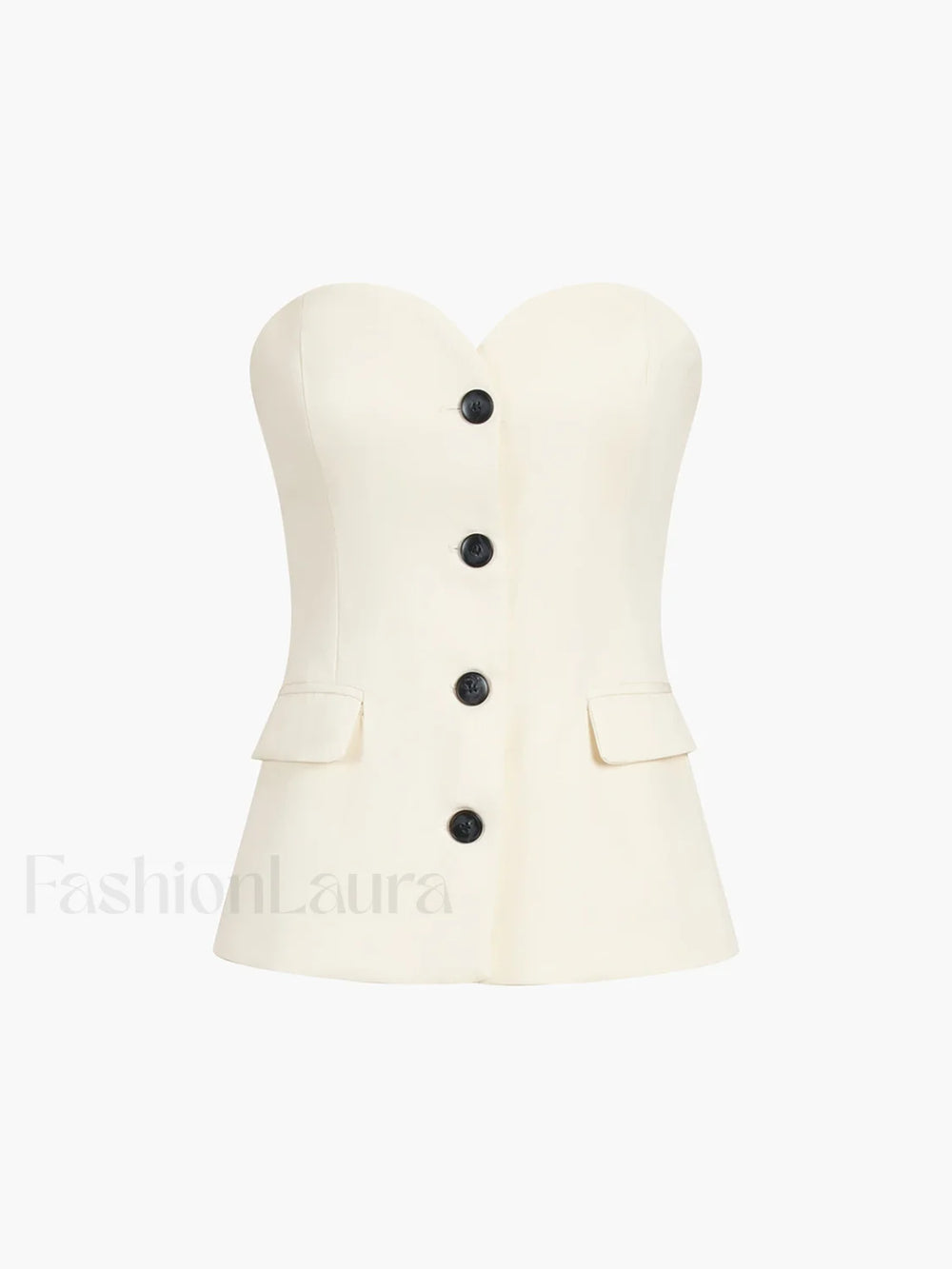 Sweetheart Button Up Tube Top Tank Tops & Camis