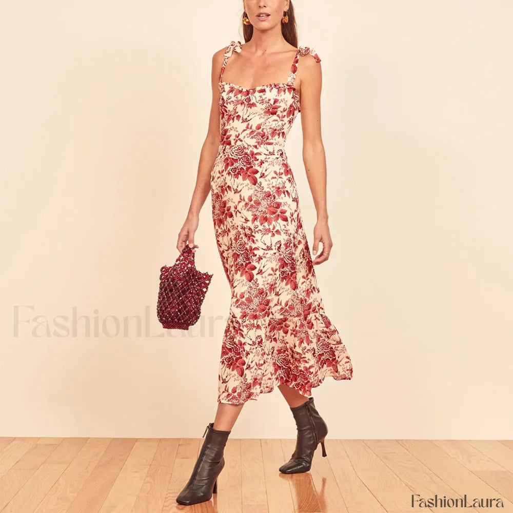 Sweetheart Tie Strap Floral Dress color 11 / S