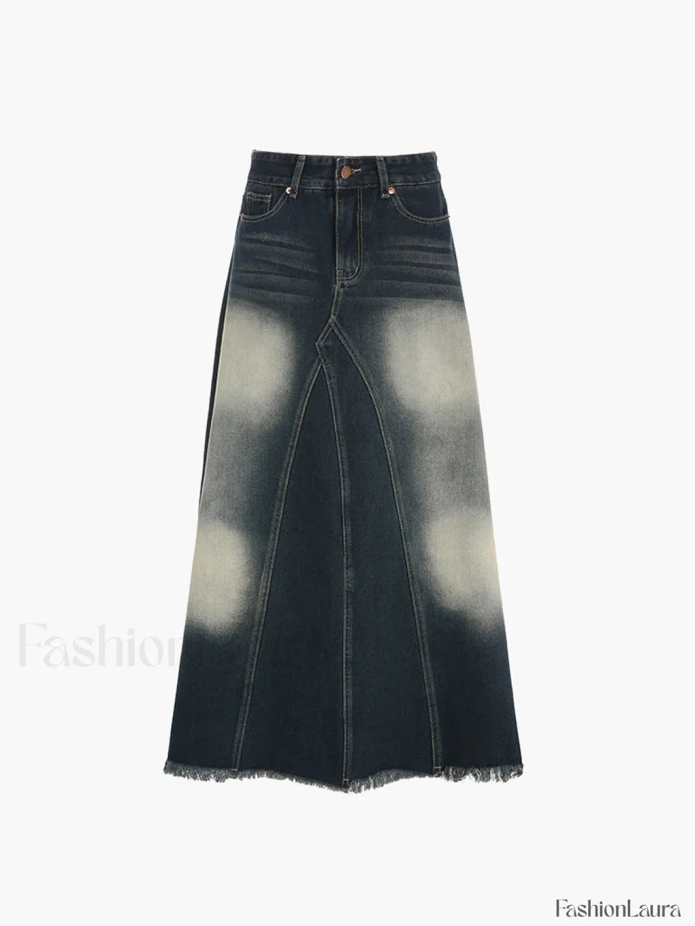 Tassels Hem Graceful Long Denim Skirt Denim Skirts