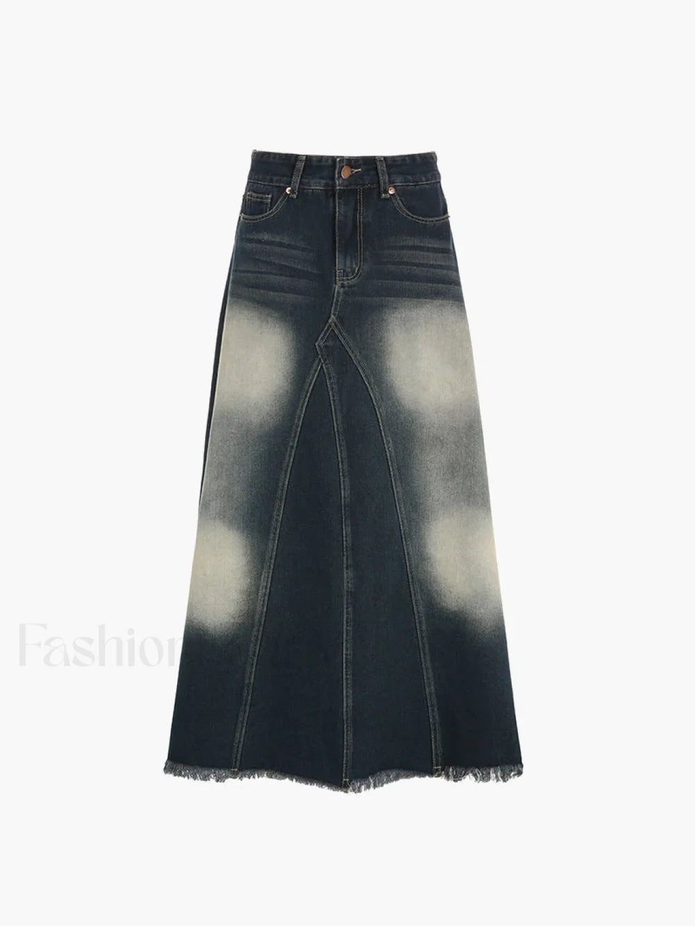 Tassels Hem Graceful Long Denim Skirt Denim Skirts
