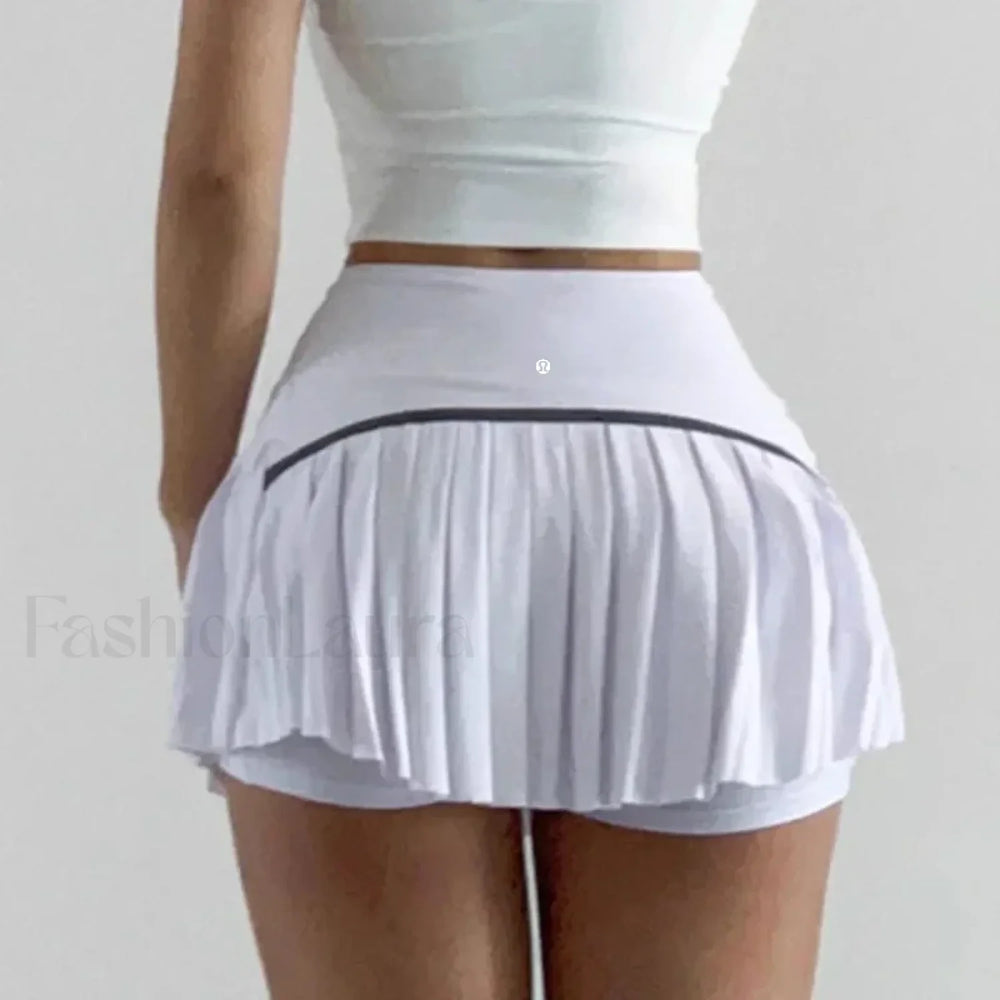 Tennis Pleated Sports Skirt WHITE / S