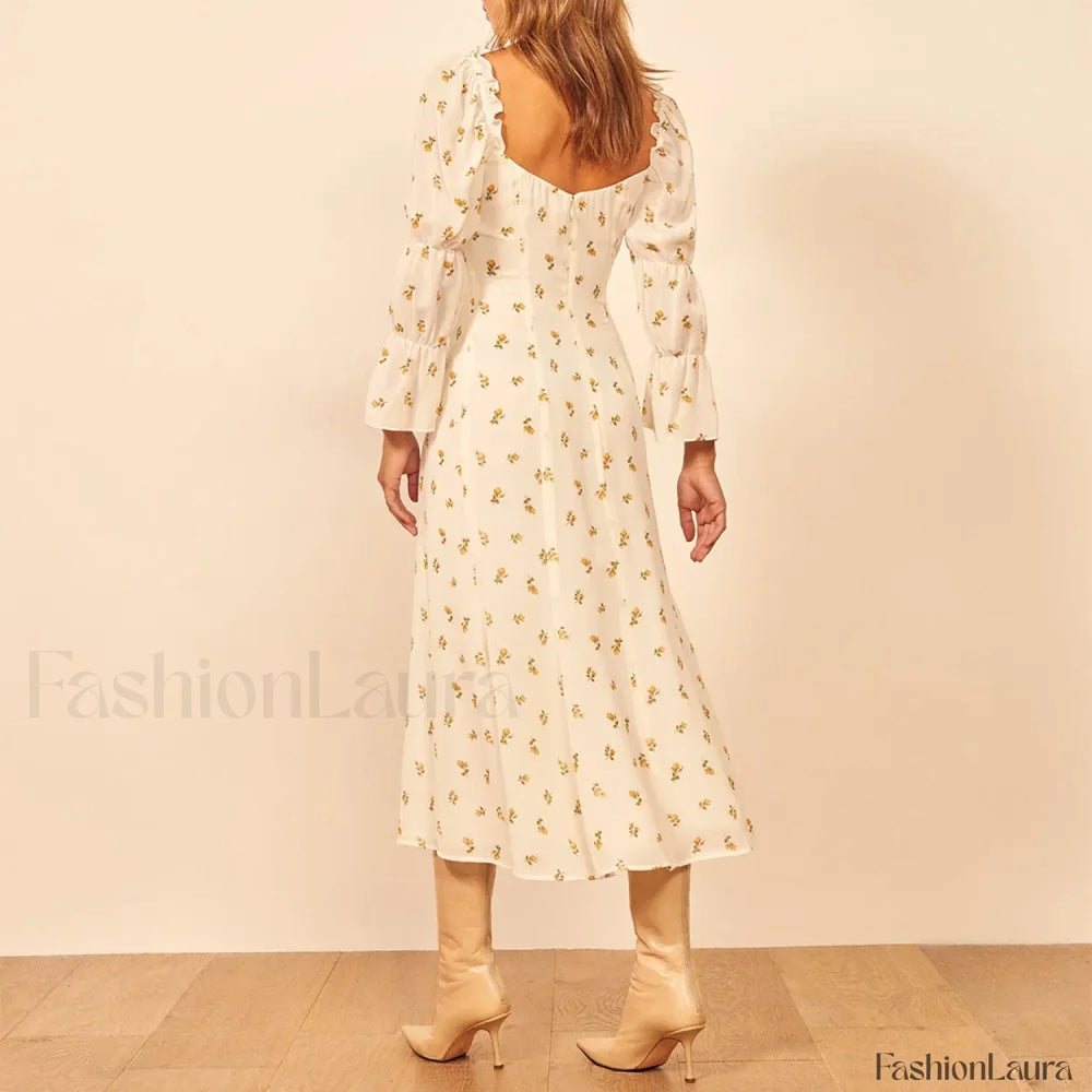 Three Quarter Ruffle Floral Dress