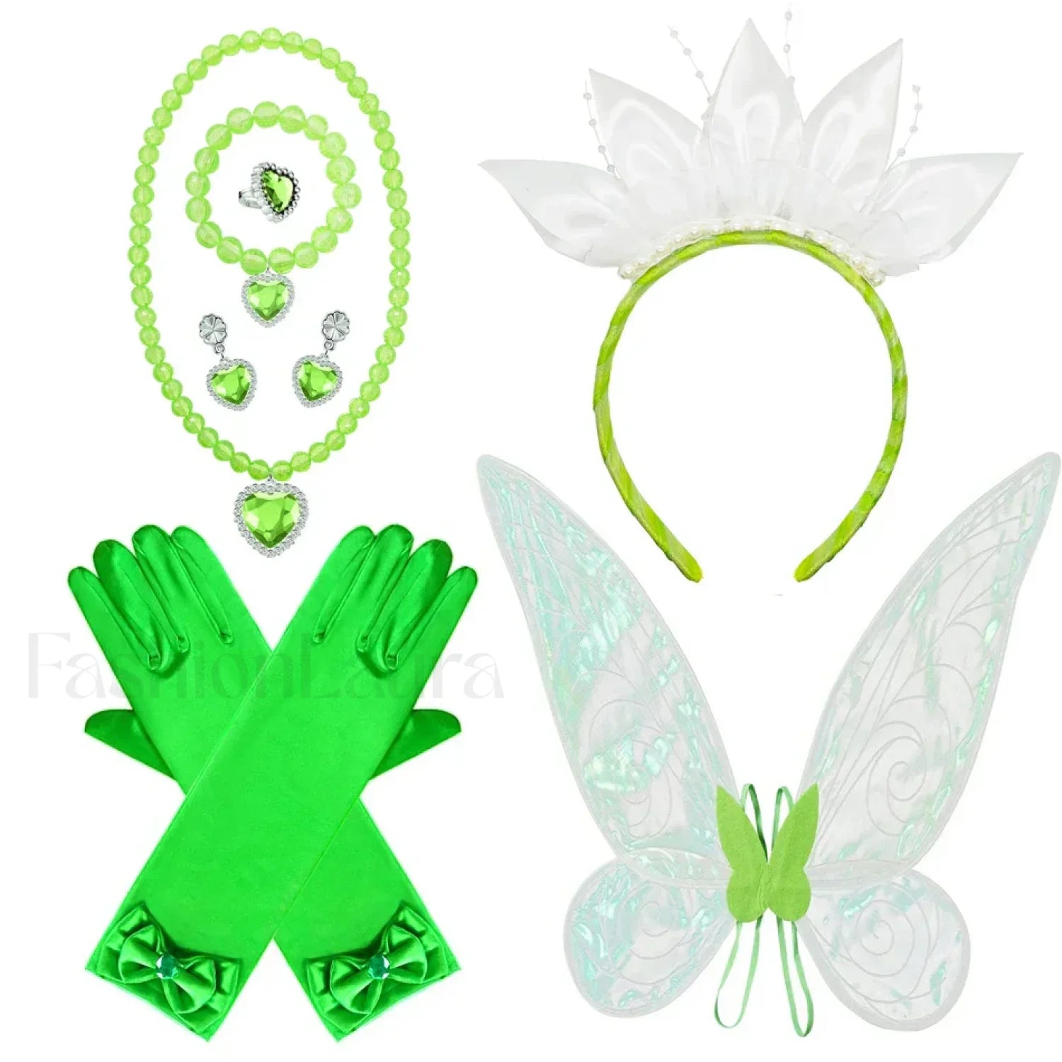 Tiana Princess Cosplay Carnival Kid Role Party Sleeveless Halloween Playing Dress Up Costume 3 4T (Tag XS) Tiana acc