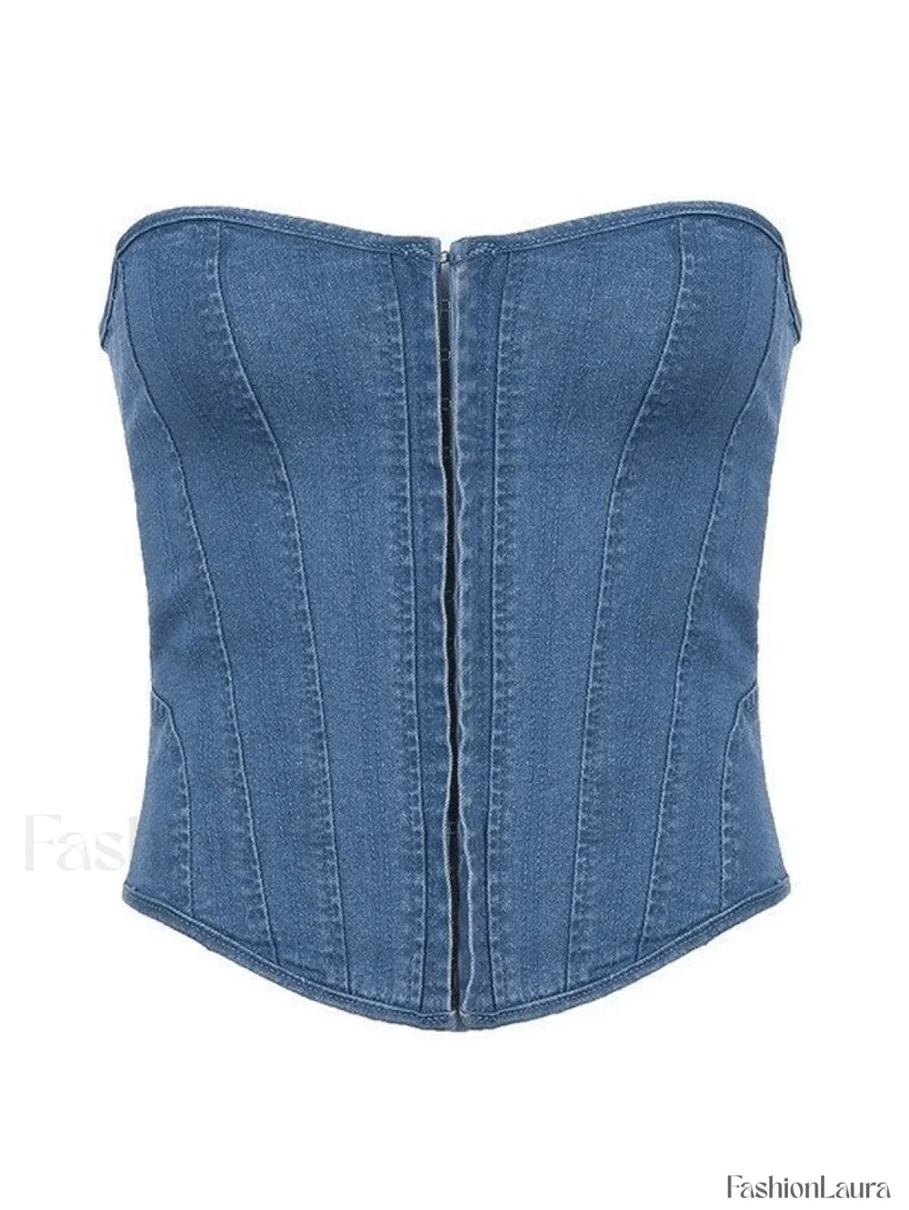 Tie Back Denim Bandeau Corset Top Tops&Tees