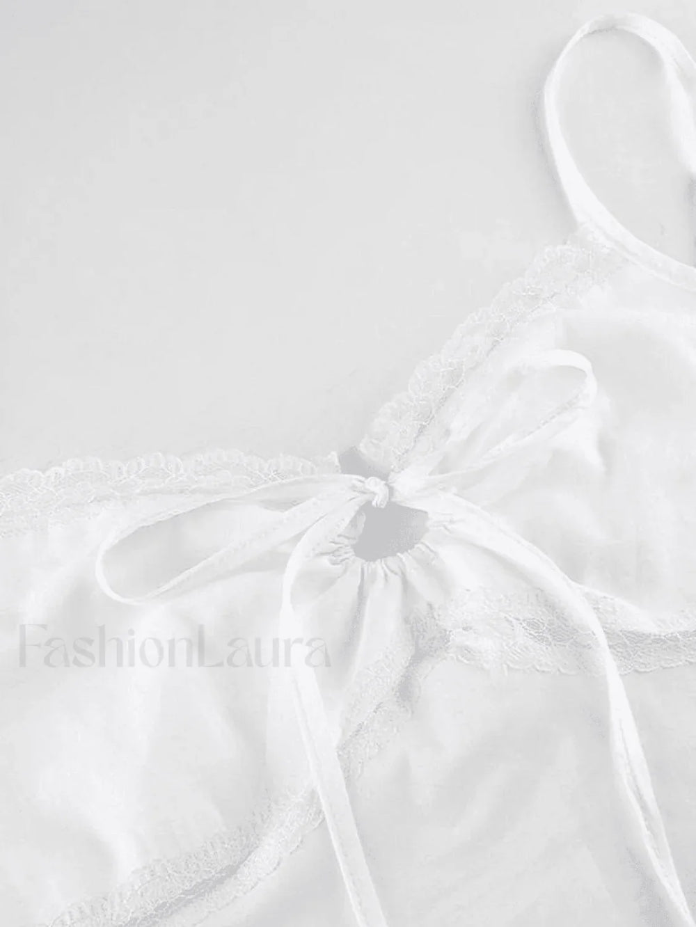 Tie Back Lace Trim Crop Cami Top Tops&Tees