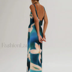 Tie Dye Floral Bodycon Maxi Dress