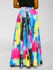 Tie Dye Print High Waist Wide Leg Pants Pants