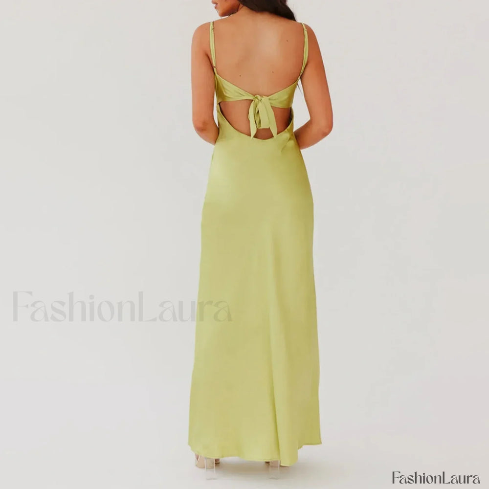 Tie Front Backless Cami Maxi Dress