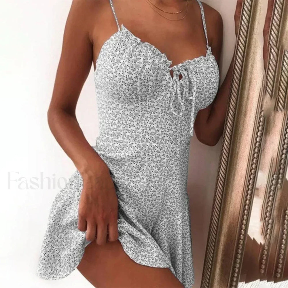 Tie Front Mini Floral Dress