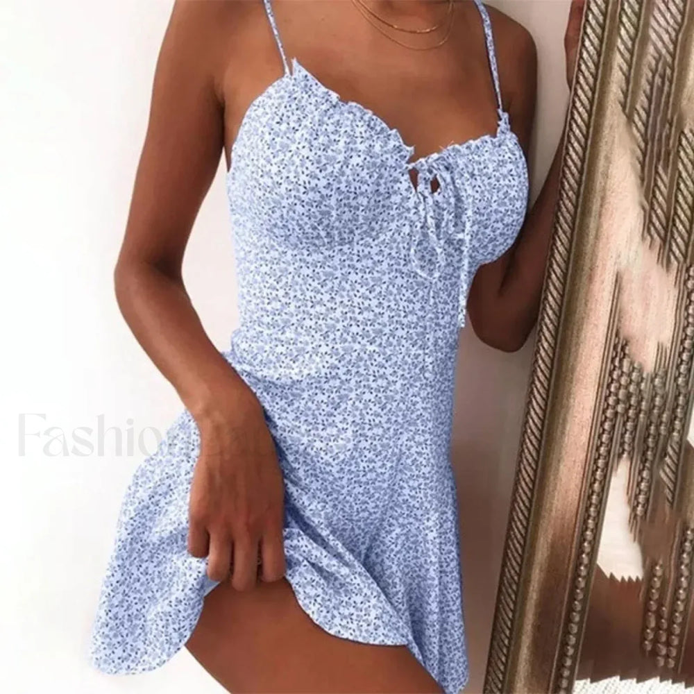 Tie Front Mini Floral Dress