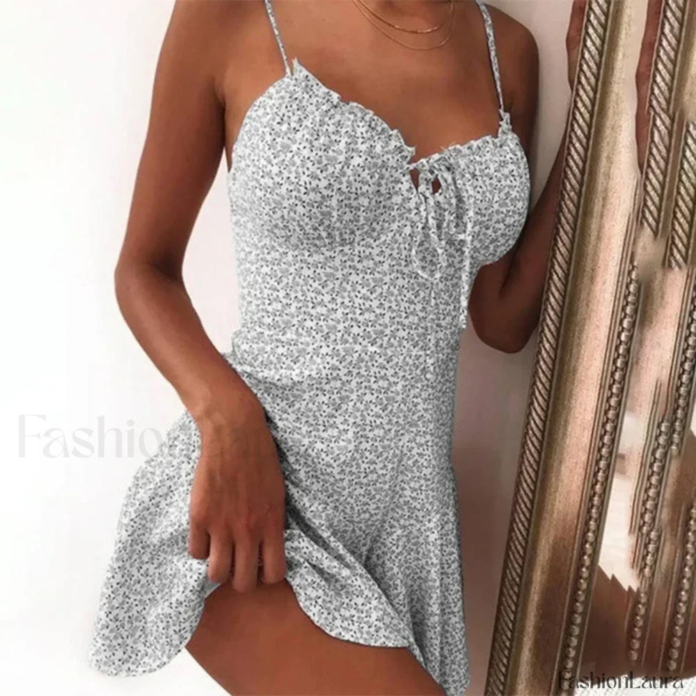 Tie Front Mini Floral Dress