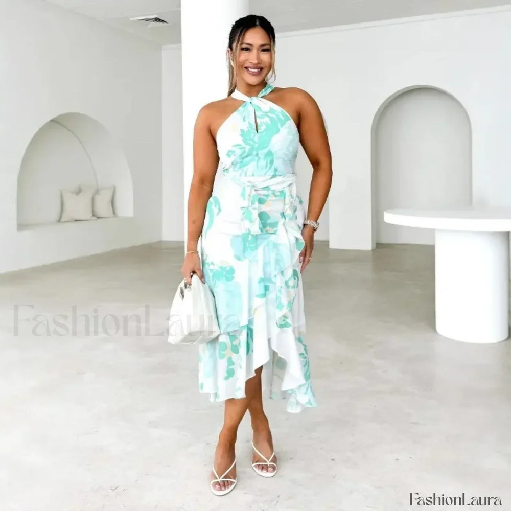 Tie Front Split Floral Dress