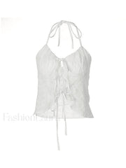 Tie Strap Broderie Lace Corset Top Tops&Tees