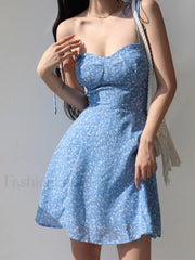 Tie Strap Floral Mini Dress Mini Dresses