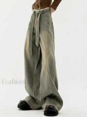 Tie Strap Seam Detail Boyfriend Jeans Jeans