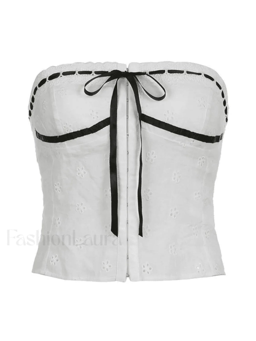 Tie Up Broderie Lace Bandeau Top Tops&Tees