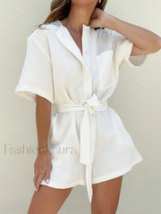Tied Cotton Jumpsuit White / XS Jumpsuits