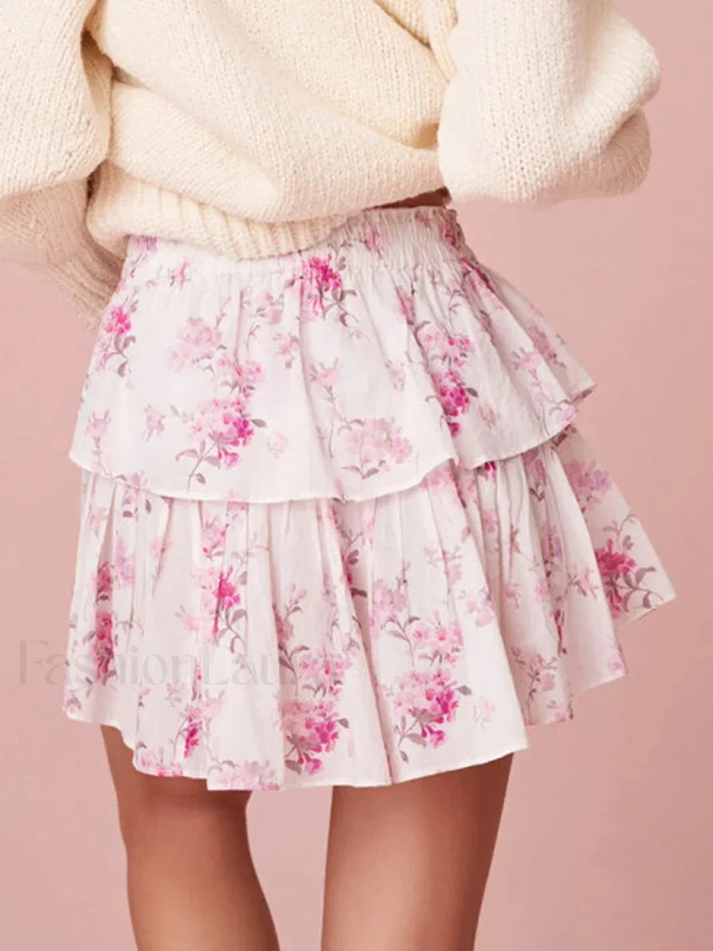Tiered Floral Flowy Mini Skirt