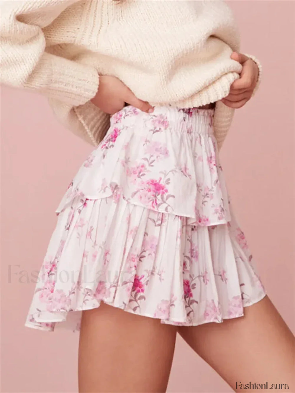 Tiered Floral Ruffle Mini Skirt