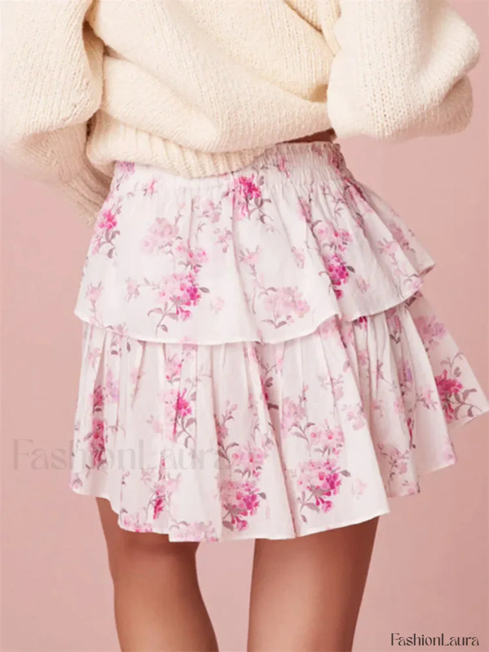 Tiered Floral Ruffle Mini Skirt