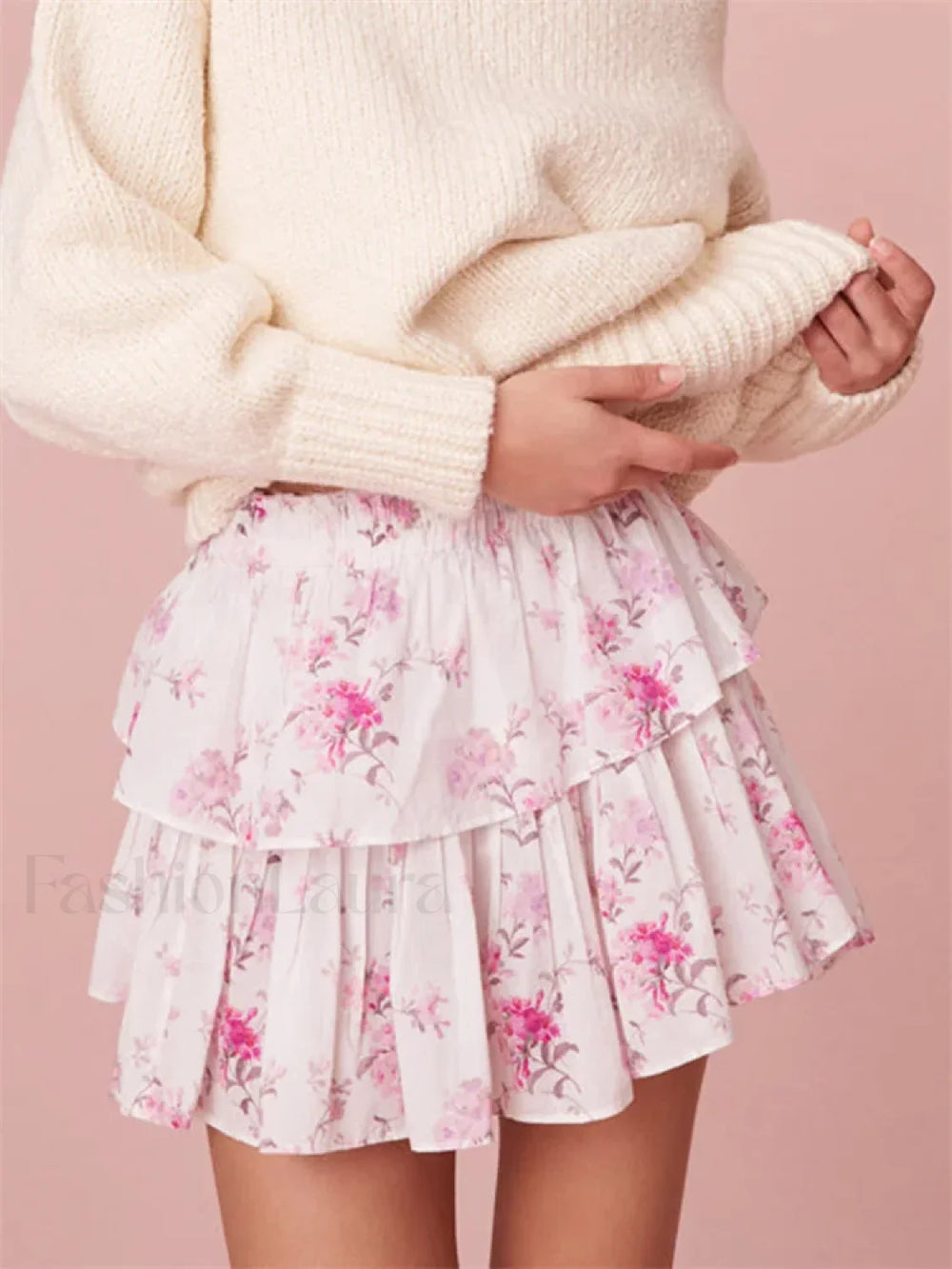 Tiered Floral Ruffle Mini Skirt