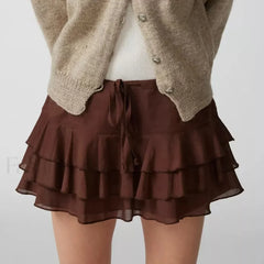 Tiered Ruffle Drawstring Skirt