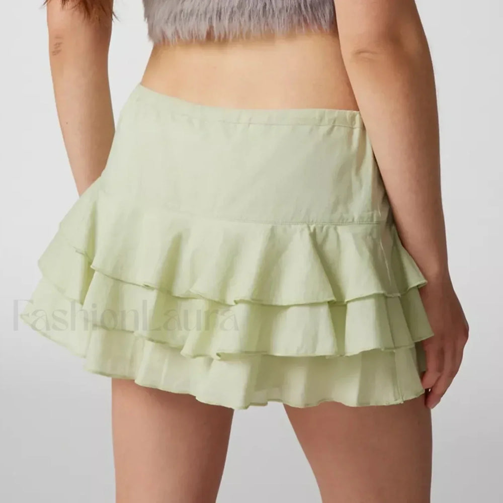 Tiered Ruffle Drawstring Skirt