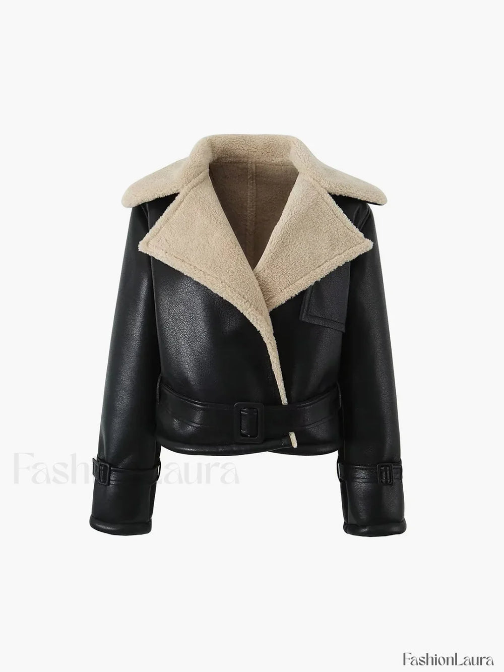 Too Blessed Sherpa Lined Modern Shearling Leather Flight Jacket Fleece Jackets