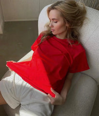 Trendy Solid Cotton T Shirt Red / M