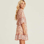 JuliaFashion - 2024 Tropical Florals Summer Mini Dress
