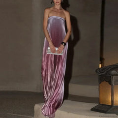 Tube Top Pleated Mermaid Maxi Dress