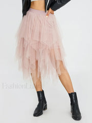 Tulle Multi Layer Mesh Skirt Pink / S