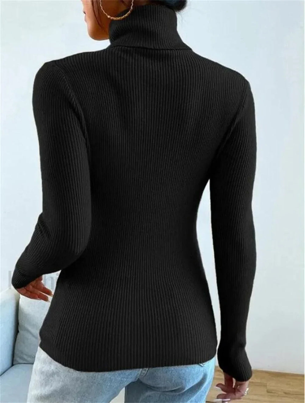 Turtleneck Ribbed Knit Sweater Sweaters