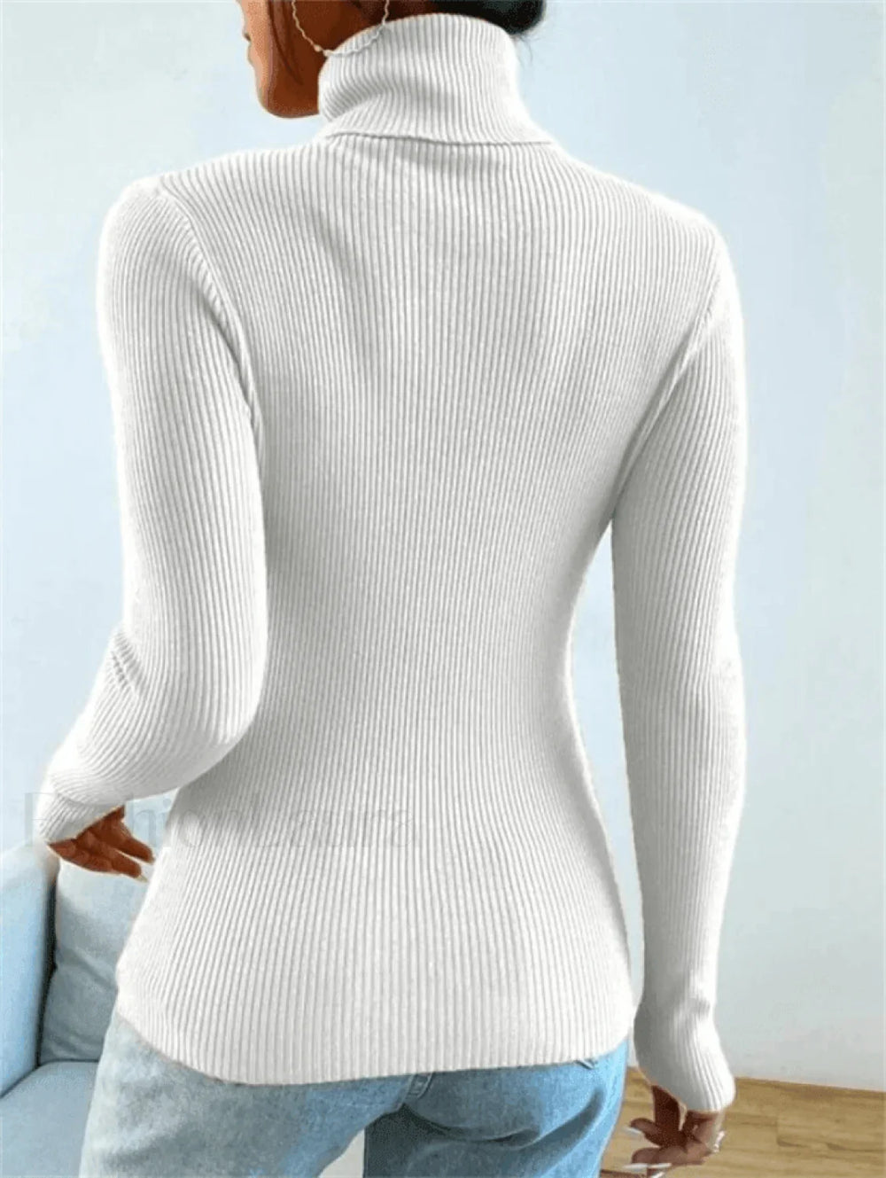 Turtleneck Ribbed Knit Sweater Sweaters