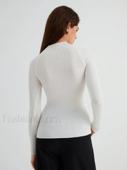 Twist Cutout Rib Trendy Long Sleeve Top Sweaters L