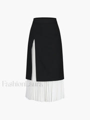 Two Tone Graceful Pleated Long Skirt Skirts