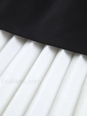 Two Tone Pleated Long Skirt Skirts