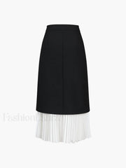 Two Tone Pleated Long Skirt Skirts